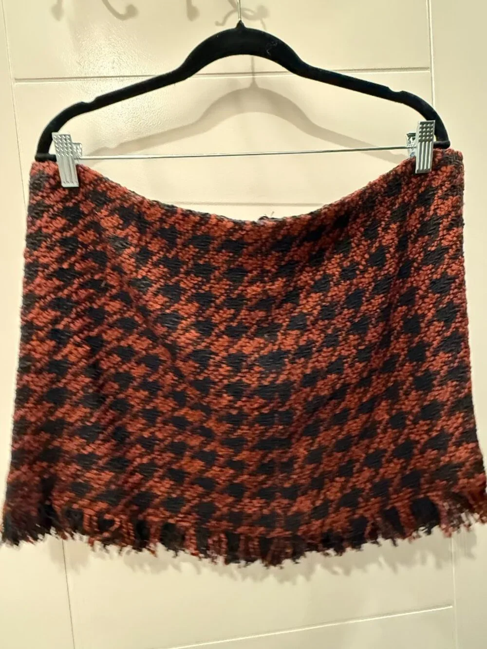 MANGO Women's Fringed Tweed Preppy A-line Mini Skirt Sz XL * NWT *